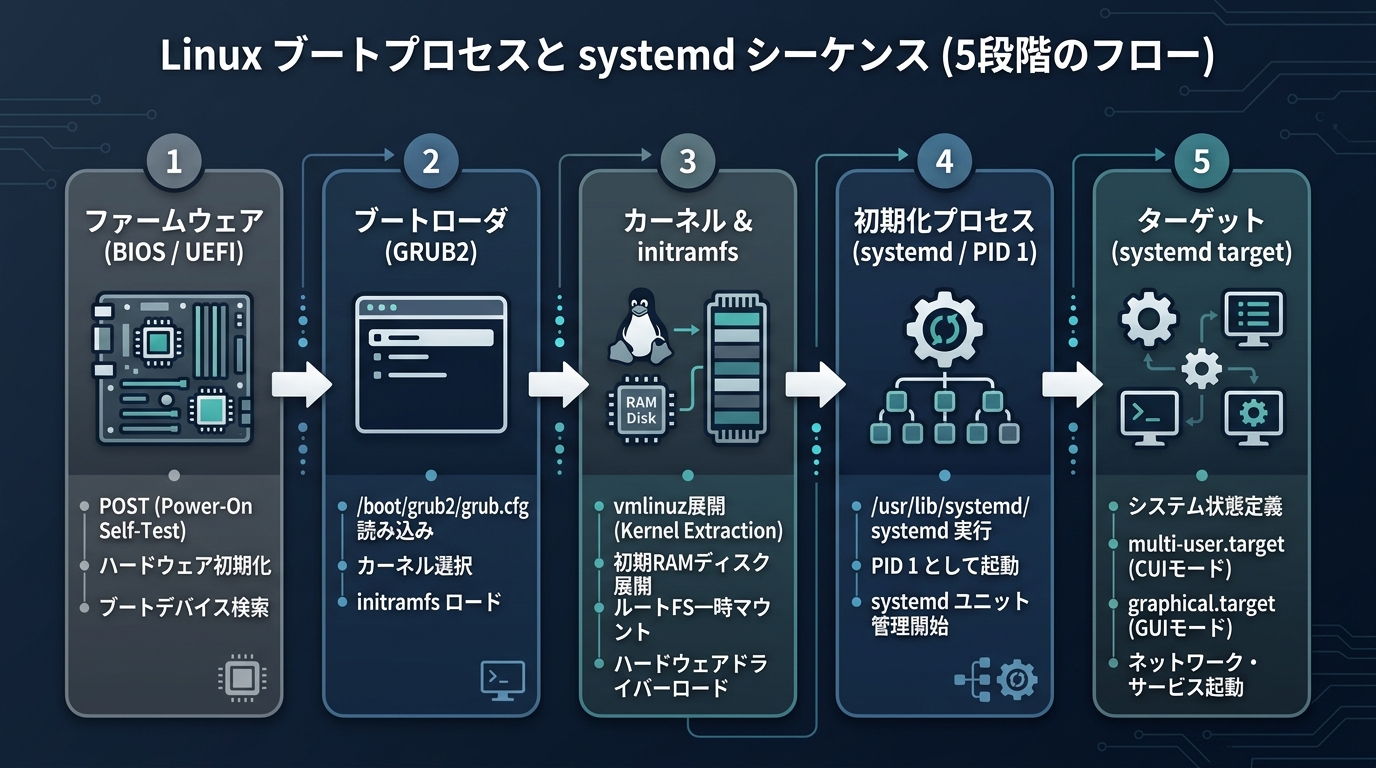 Linuxブートプロセスの全フェーズとsystemd起動シーケンス