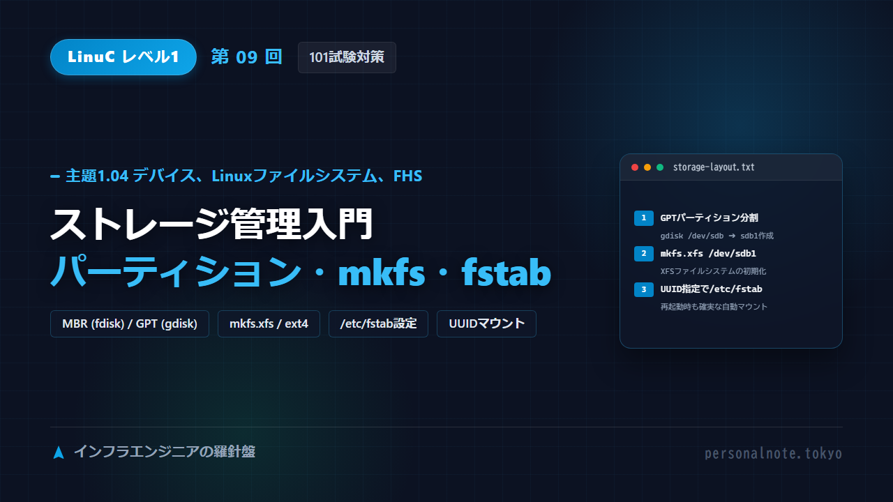 LinuC Level 1 第09回 主題1.04 デバイス、Linuxファイルシステム、FHS