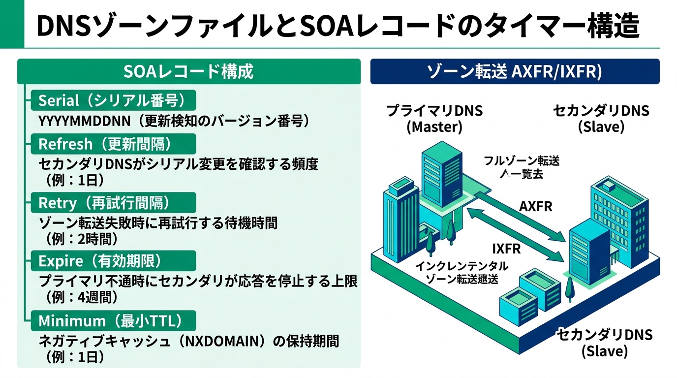 DNSゾーンファイルとSOAレコードのタイマー構造