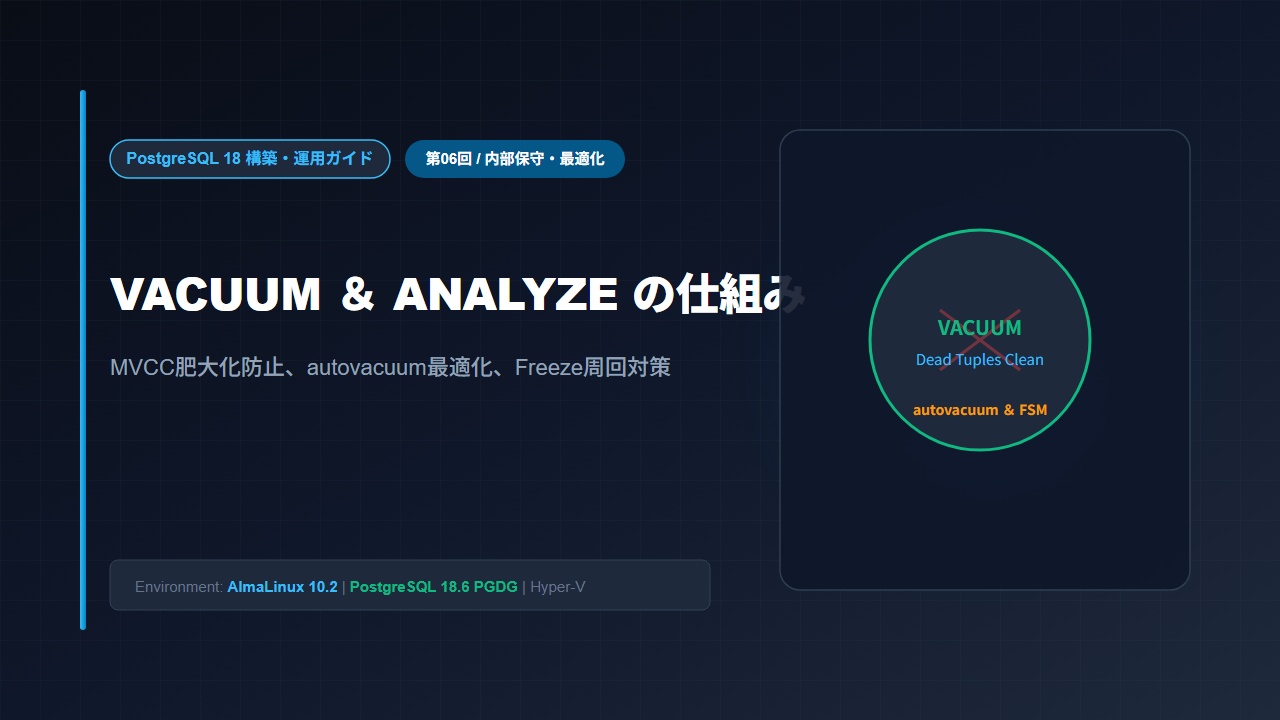 PostgreSQL 18 のVACUUMとANALYZE:肥大化防止と性能維持